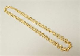 Lot 604 14K Gold Chain Link Necklace. Unusual Round link 