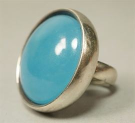 Lot 642 GEORG JENSEN Sterling Silver Blue Stone Ring. Lar