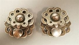 Lot 644A Pr GEORG JENSEN Sterling Silver Art Deco Dress Cl