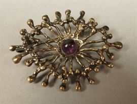 Lot 645B Sterling Silver Modernist Amethyst Starburst Atom