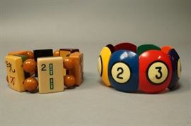 Lot 646A Two Bakelite Stretch Bracelets. 1 Pool Balls Sli