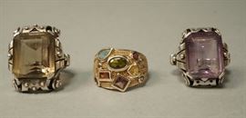 Lot 646C Lot 3 Large Sterling Silver Designer Rings. 1 S