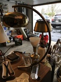 Brass & Lucite Arc Table Lamp c1970 Mid Century Modern