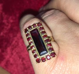Garnet and gold ring