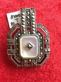 Marcasite and mother of pearl in sterling