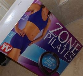 Exercise items - weights, pedometers, DVDs, Pilates sets.  Many items