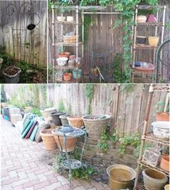 Garden tools, ladder
Pots, hanging pots, planters in resin to heavy cement, huge to tiny
Décor
Trellises and plant holders 
Live plants
Cement bird bath, fountain, bench and planters
