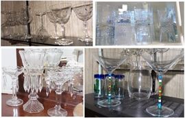 Crystal, pressed glass, cut glass, stemware, tumblers, candlesticks, glasses, vases