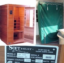Soft Heat “SF 103” Duet 2-person Portable InfraRed Sauna.  Portable on wheels.  Plugs into regular outlet.