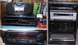 Sony Digital audio cinema studio Receiver STR DE595 
RCA portable stereo box
Toshiba DVD player SD-4100
Sony DVD CD System CDP-C8ESD
Handheld scanner
Samsung Galaxy S4 ATT phone, ATT iPhone 4, Blackberry Curve
Routers, phone systems, radios, weather stations and other household electronics
Music CDs
Audiovox CD stereo
Casio digital camera
Victorian Estry Organ Co. Pump Organ
Ion tape 2 PC
