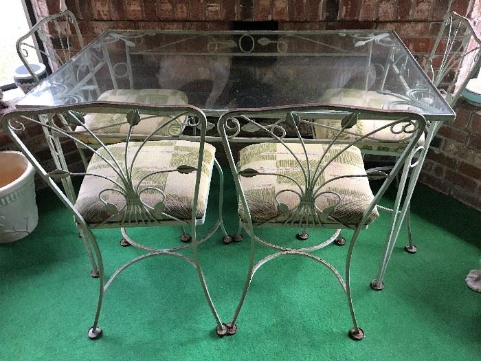 Wrought Iron Patio Table w/ 4 Chairs