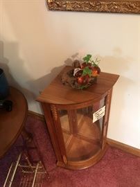 Small corner Oak curio cabinet