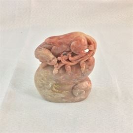 Carved stone sculpture. Gift from The Stock Exchange of Hong Kong. 4" height. 