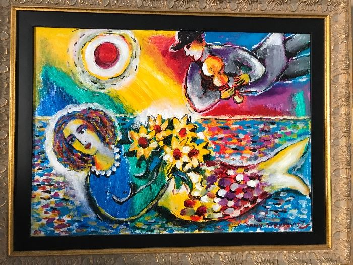 Zamy Steynovitz original oil painting. One of a kind painted by this famous polish/Israeli artist