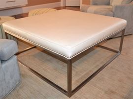 Leatherette modern cocktail ottoman
