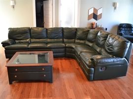 Natuzzi leather reclining sectional sofa