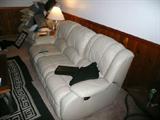Great couch for watching the Superbowl! Reclines...holds drinks...