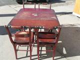 Quaint American Furniture (Stickley) table and four chairs.