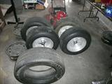 Set of rims and tires.