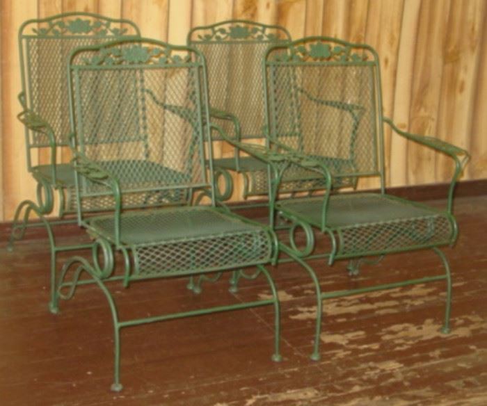 4 - Metal Patio Chairs (Has Matching Table & Umbrella Not Shown)