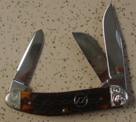 Case XX Sowbelly Knife w/Barbwire Pattern On Handles & Scrolled Bolsters - Tony Bose Design - Mint Condition With Box