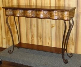 Decorative Metal Base Sofa Table w/Wood Top