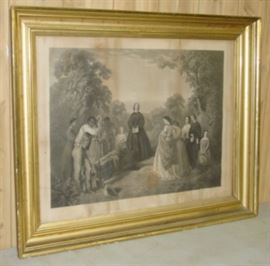 Large Steel Engraving Picture w/Confederate Burial
