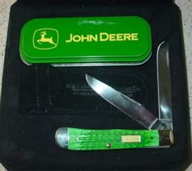 Case XX John Deere Knife w/Green Bone Handles - Mint Condition