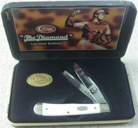Case XX "The Diamond" Baseball Collectors Knife w/Bone Handles - Marked "The Thrill Of The Game Collection" On Blade - Limited Edition #316 - Mint Condition In Box