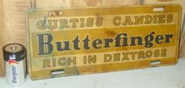 Small 1930's Metal Butterfinger Candy Sign Off Candy Counter Display - Hard To Find!