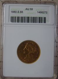 ANACS Graded 1880-S Gold $5.00 Coin