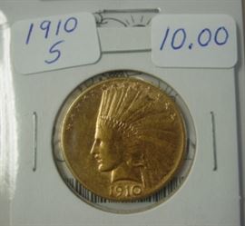 1910-S Gold $10.00 Indian Head Coin