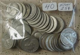 Bag Of 40 Silver Quarters