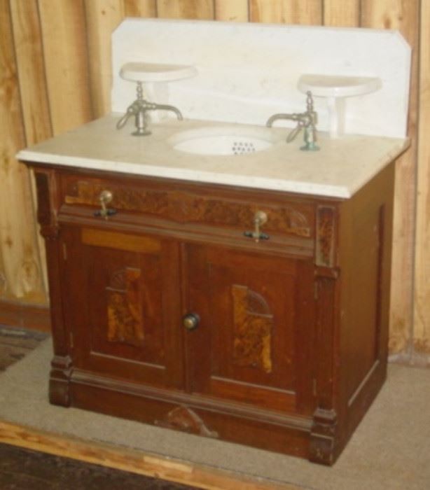 Victorian Marble Top Washstand w/Sink