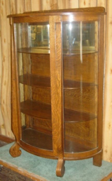 Empire Oak Curved Glass China Cabinet