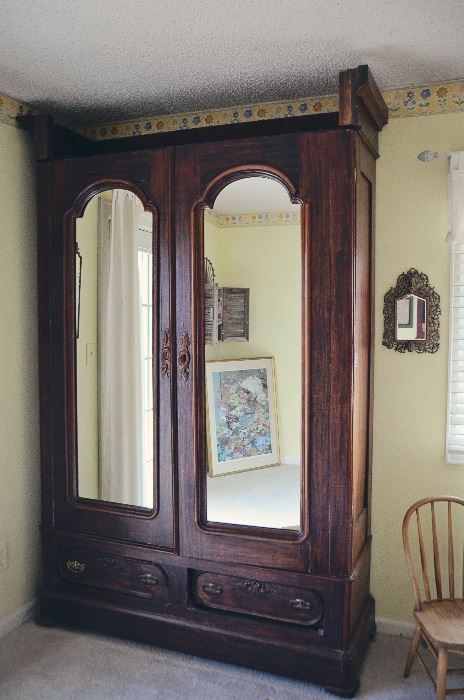 Gorgeous Antique Mirrored Armoire (not pictured is Headpiece)