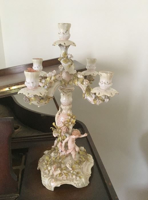 One of a pair of antique German candelabra