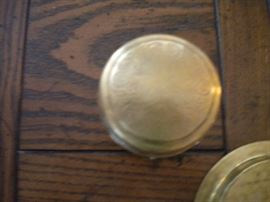 Vintage brass tobacco jar, tray and match holder