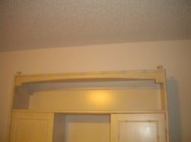 Thomasville vintage off white bedroom set with bamboo trim/accent dresser with mirror & desk with lighted hutch, 2 nights stands and 2 twin beds.