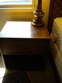 Henerdon bedroom furniture dresser and two mirrors, chest with amoire, 2 night stands and headboard. Two twin bed mattresses,box springs, frame. Makes in to a king.