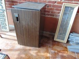 Small Frig, bathroom window