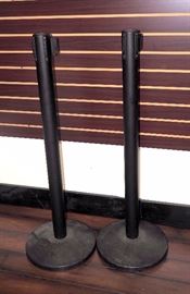 Uline Stanchions/Crowd Control Barrier Posts With Retractable Belts Qty 2