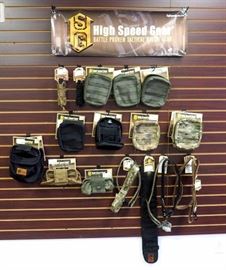 High Speed Gear Retail Stock, Includes Extended Pistol Taco Mag Pouches Qty 3, Mini EOD Pouches Qty 9, Mag-Net Dump Pouches Qty 4, Rigger Belts Qty 6