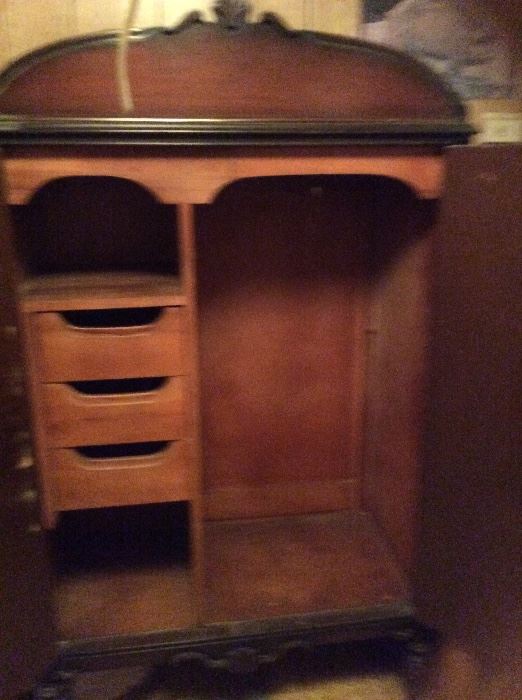 Inside of the vintage wardrobe armoire 