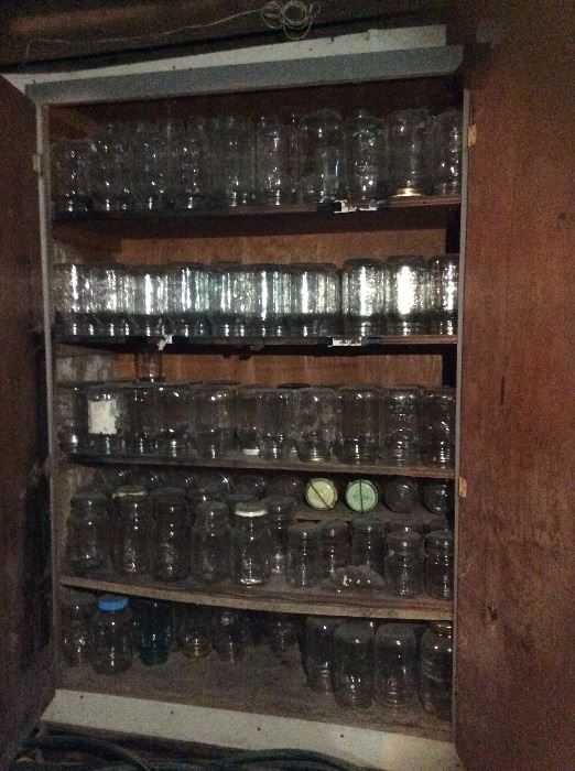 Jelly cabinet with mason jars