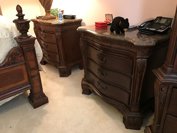 Two matching marble Bed side tables