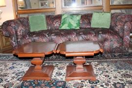 Upholstered Sofa and a pair of matching side tables