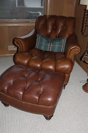 Over sized leather chair and matching ottoman