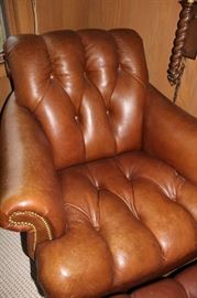 Over sized leather chair and matching ottoman