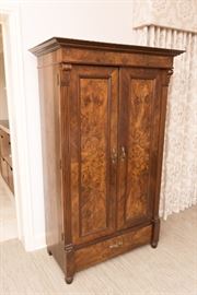 Burl wood 2 door armoire.  Approximate Retail $1500. -- You can find the details of this item under the 'Furniture' along with many other amazing items on our live auction website at www.gravesopendoor.com